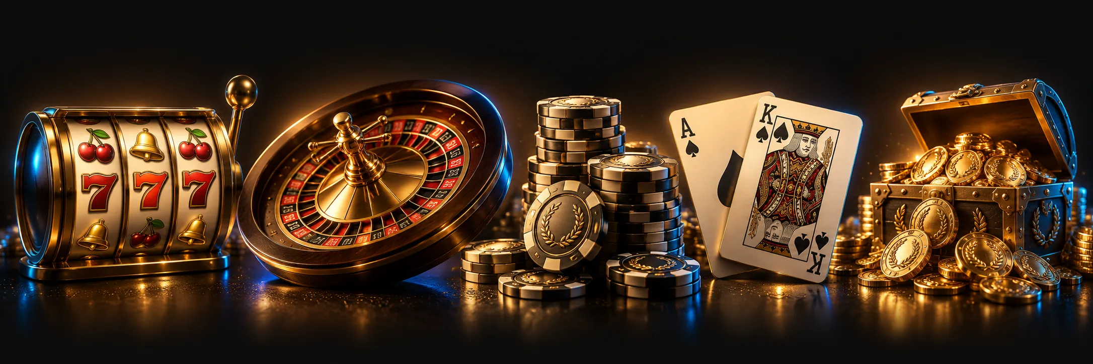 Mr Punter slot lobby: reels, gold coins, roulette wheel and jackpot tokens in a row